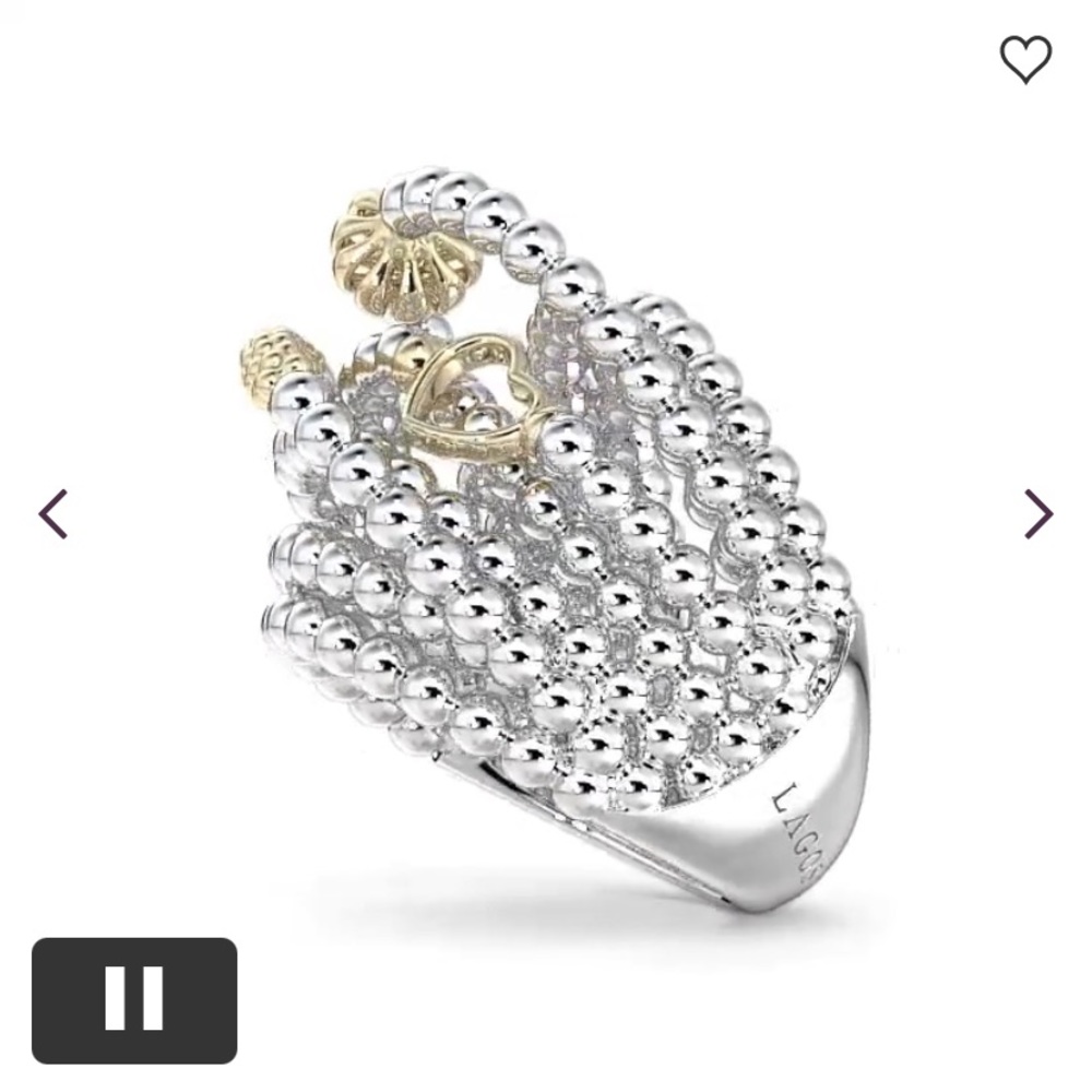 Lagos Caviar Statement Ring Sterling Silver,18K YG